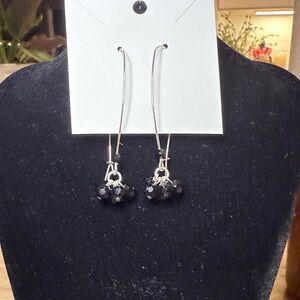 Chic Black Beaded Dangle Earrings
